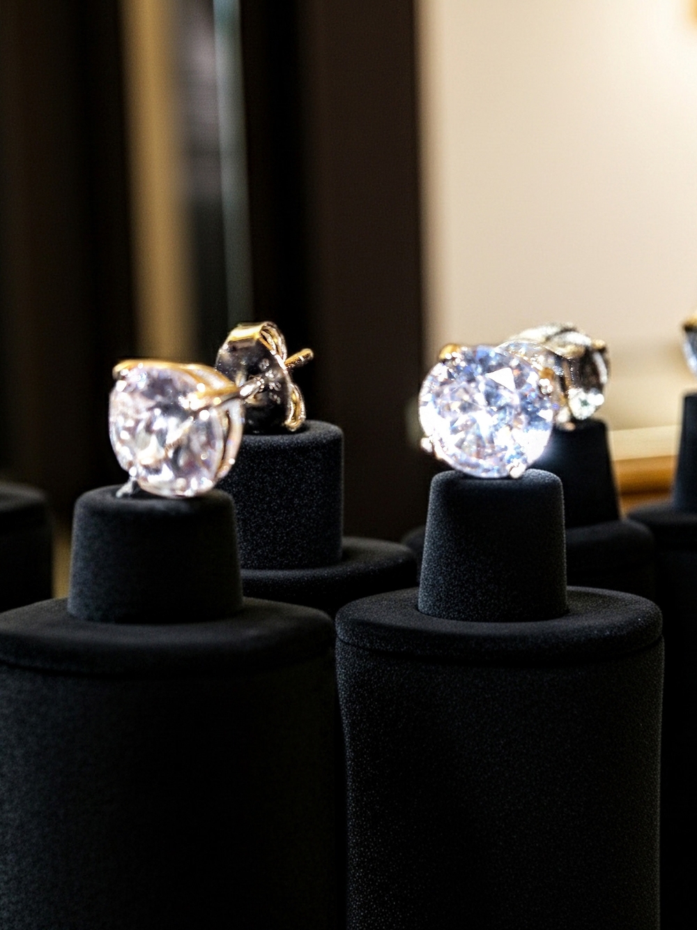 Classic White Cubic Zirconia Stud Silver 925 Earrings - Women Jewelry